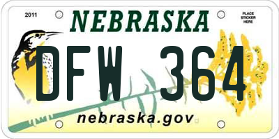 NE license plate DFW364