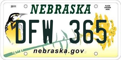 NE license plate DFW365