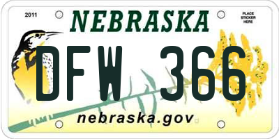 NE license plate DFW366