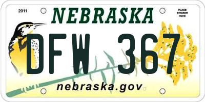 NE license plate DFW367