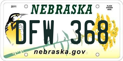 NE license plate DFW368