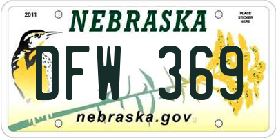 NE license plate DFW369