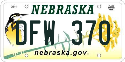 NE license plate DFW370