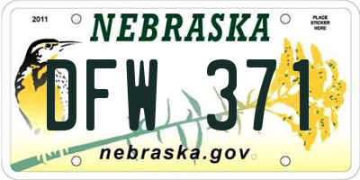 NE license plate DFW371