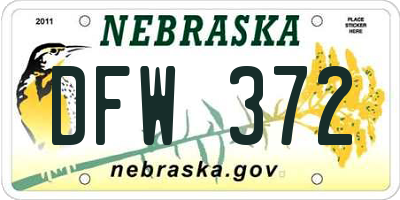 NE license plate DFW372