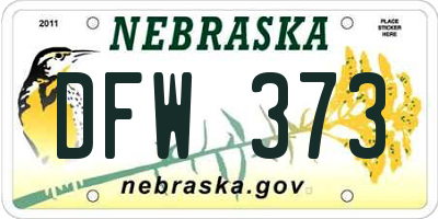 NE license plate DFW373