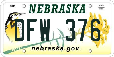 NE license plate DFW376