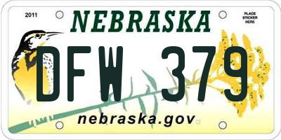 NE license plate DFW379