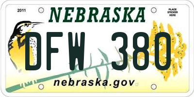 NE license plate DFW380