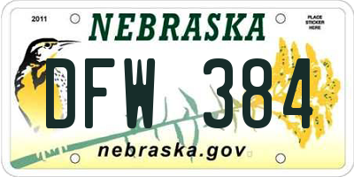 NE license plate DFW384