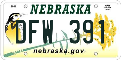 NE license plate DFW391