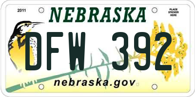 NE license plate DFW392