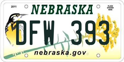 NE license plate DFW393