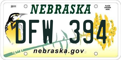 NE license plate DFW394