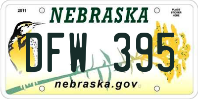 NE license plate DFW395