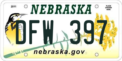 NE license plate DFW397