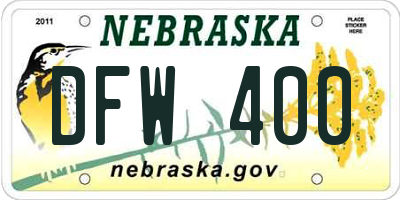 NE license plate DFW400