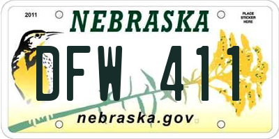 NE license plate DFW411