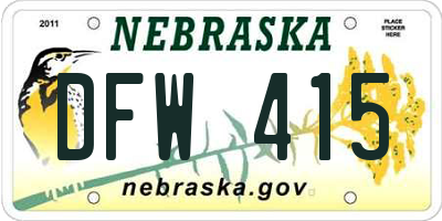 NE license plate DFW415
