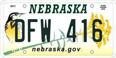 NE license plate DFW416