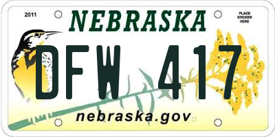 NE license plate DFW417