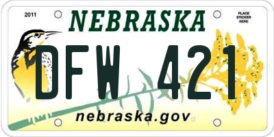 NE license plate DFW421