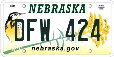 NE license plate DFW424