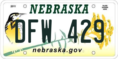 NE license plate DFW429