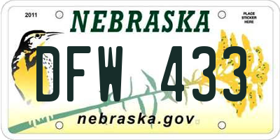 NE license plate DFW433