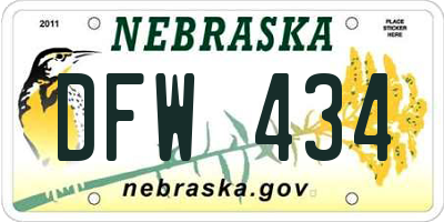 NE license plate DFW434