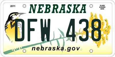 NE license plate DFW438