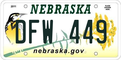 NE license plate DFW449