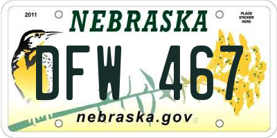 NE license plate DFW467