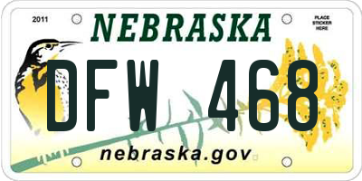 NE license plate DFW468