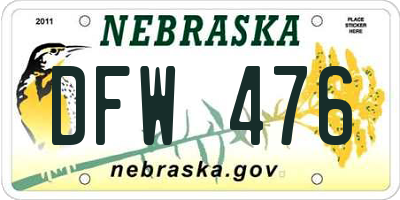 NE license plate DFW476