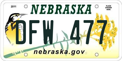 NE license plate DFW477