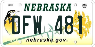 NE license plate DFW481