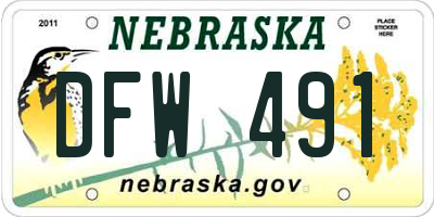 NE license plate DFW491