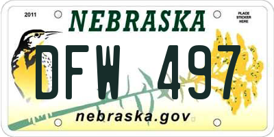 NE license plate DFW497