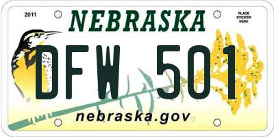NE license plate DFW501