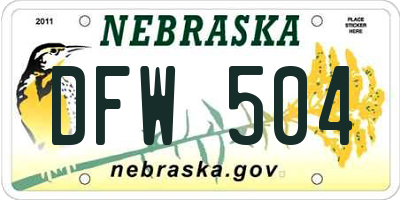 NE license plate DFW504