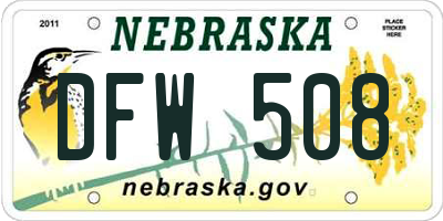NE license plate DFW508