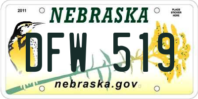 NE license plate DFW519