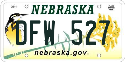 NE license plate DFW527
