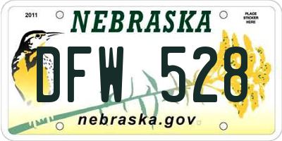 NE license plate DFW528