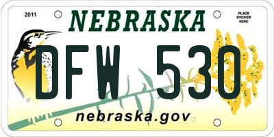 NE license plate DFW530