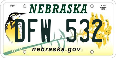 NE license plate DFW532