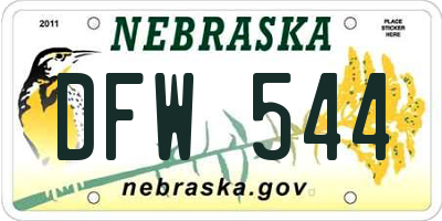 NE license plate DFW544