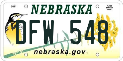 NE license plate DFW548