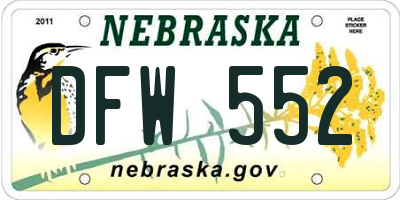 NE license plate DFW552